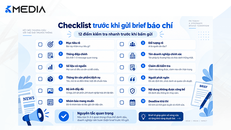 Checklist trước khi gửi brief báo chí