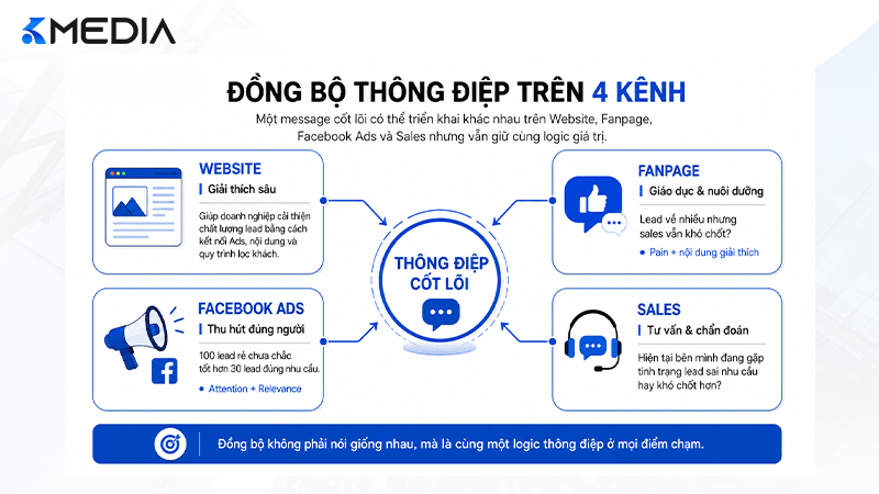 Đồng bộ thông điệp website Fanpage Facebook Ads và sales