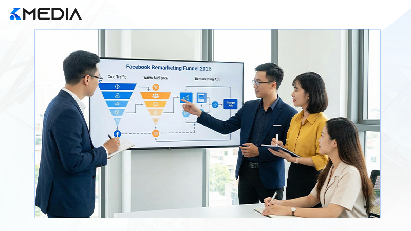 Sơ đồ phễu Remarketing Facebook bám đuổi khách hàng chuyên nghiệp 2026