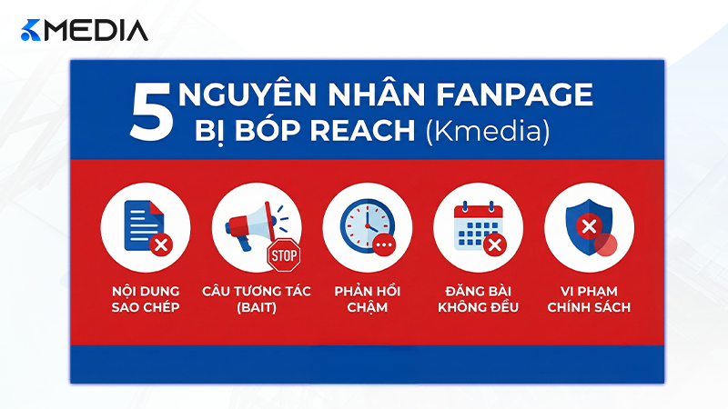 Nguyên nhân phổ biến khiến Fanpage bị bóp reach và giảm tương tác.