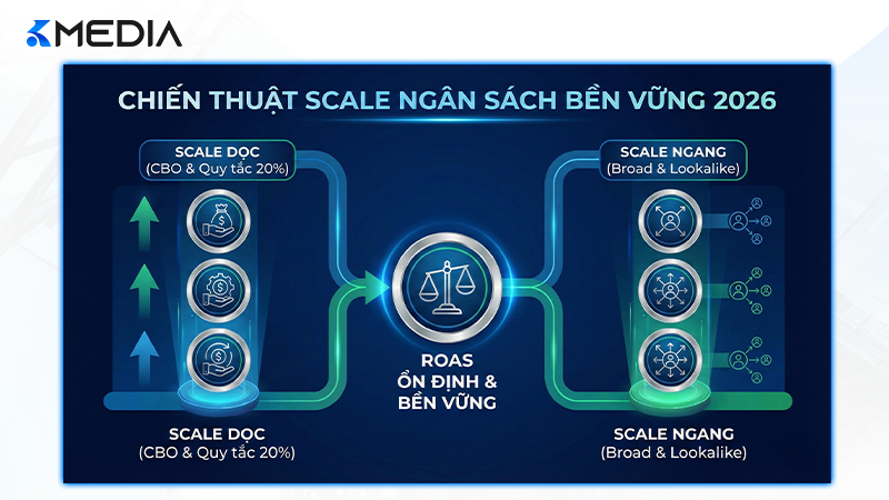 Sơ đồ quy trình scale ngân sách quảng cáo Facebook bền vững