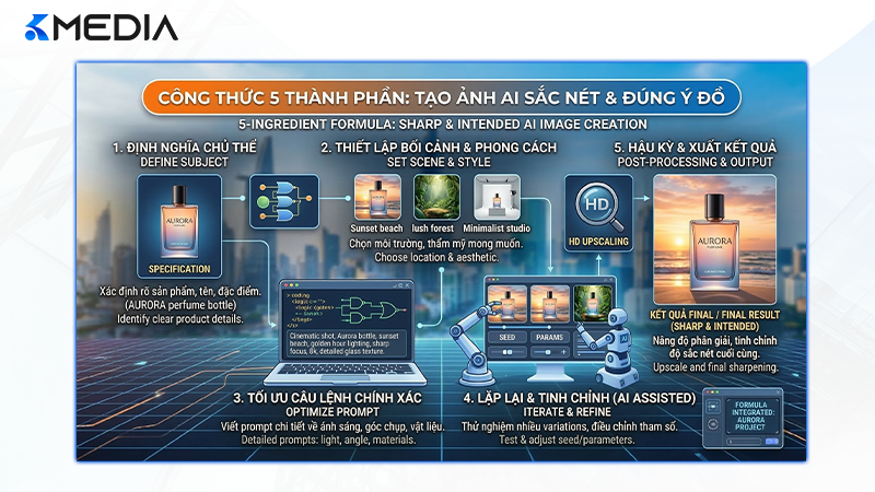 Công thức 5 thành phần để tạo ra hình ảnh AI sắc nét và đúng ý đồ.