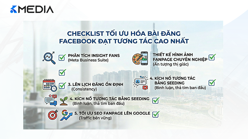 Checklist các bước tối ưu hóa bài đăng Facebook để đạt tương tác cao nhất