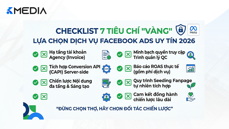 Checklist các tiêu chí quan trọng khi lựa chọn dịch vụ chạy quảng cáo Facebook uy tín