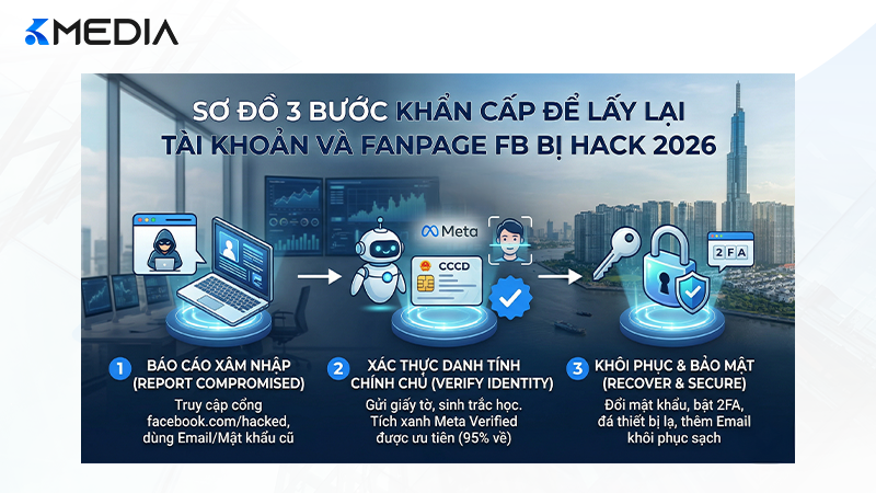 Sơ đồ 3 bước khẩn cấp để lấy lại tài khoản và Fanpage Facebook bị hacker xâm nhập