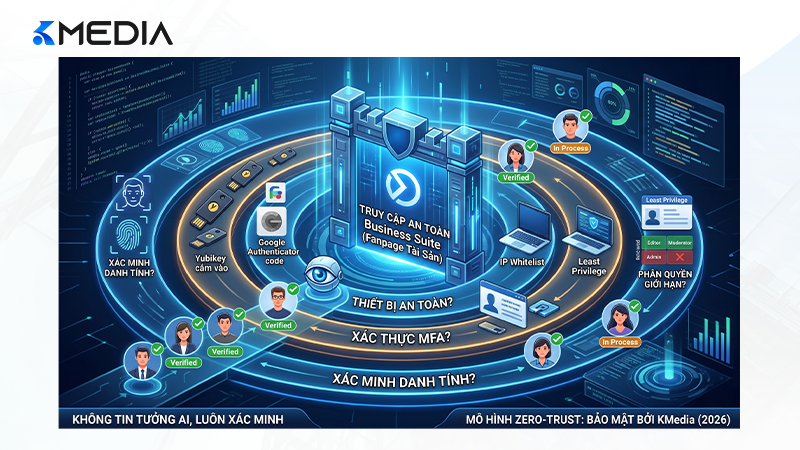 Mô hình bảo mật Zero-Trust được áp dụng cho mọi Fanpage do KMedia quản lý