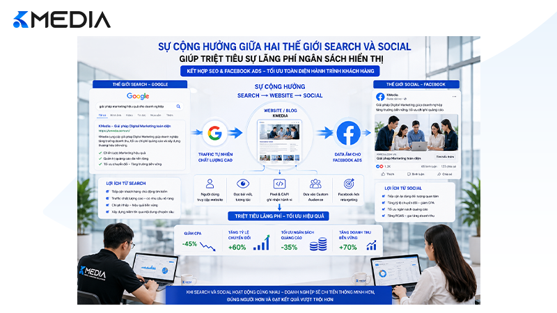 Sự cộng hưởng giữa hai thế giới Search và Social giúp triệt tiêu sự lãng phí ngân sách hiển thị