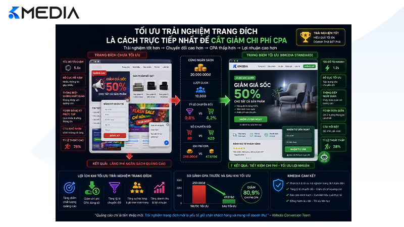 Tối ưu trải nghiệm trang đích là cách trực tiếp nhất để cắt giảm chi phí CPA