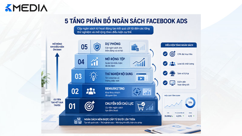 Năm tầng ưu tiên ngân sách Facebook Ads