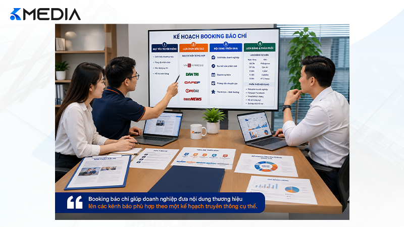 Booking báo chí giúp doanh nghiệp đưa nội dung thương hiệu lên các kênh báo phù hợp theo một kế hoạch truyền thông cụ thể.