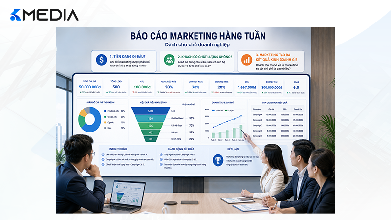 Báo cáo marketing cho chủ doanh nghiệp với 8 chỉ số cần xem mỗi tuần