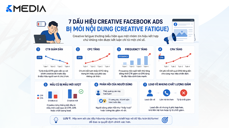 7 dấu hiệu creative Facebook Ads bị mỏi nội dung